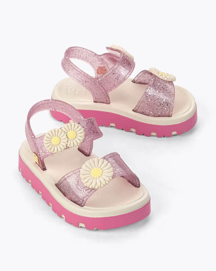 Sandalias zaxy flor glitter