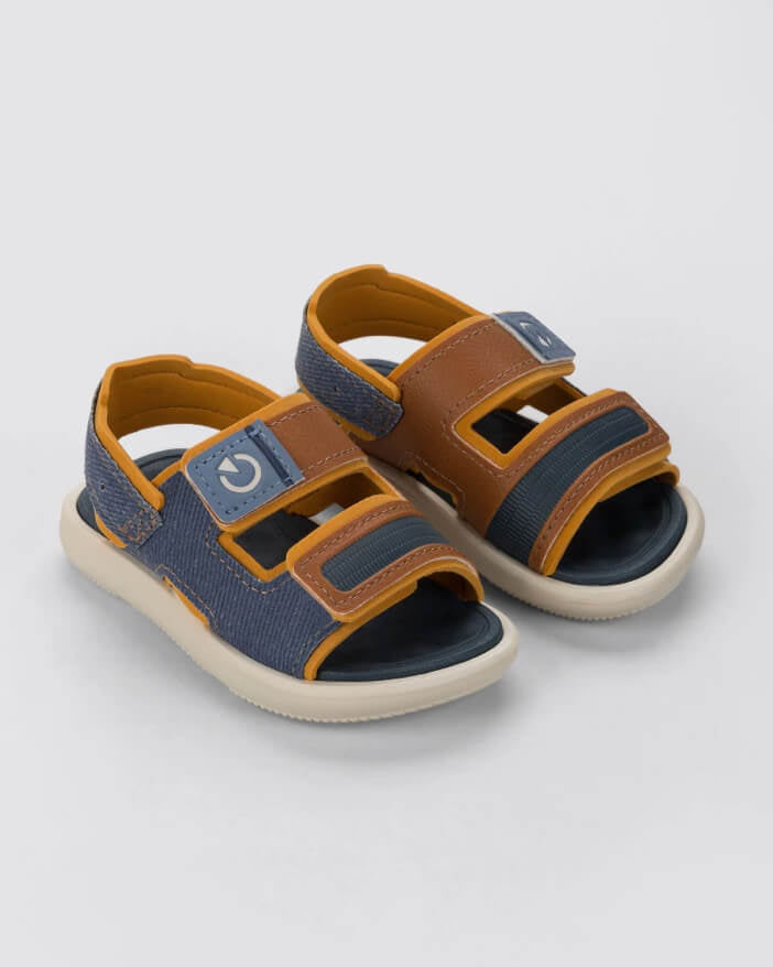 Sandalias Cartago baby azul x mostaza