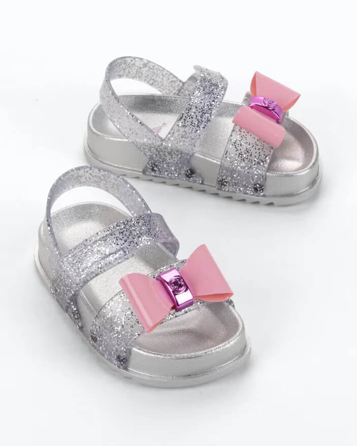 Sandalias Barbie plata con lazo