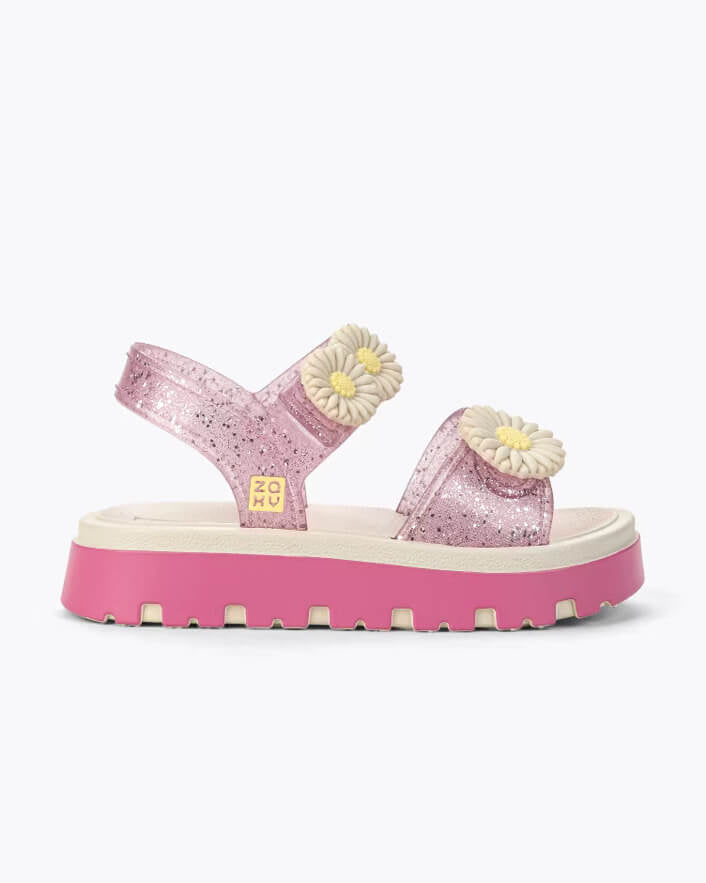 Sandalias zaxy flor glitter