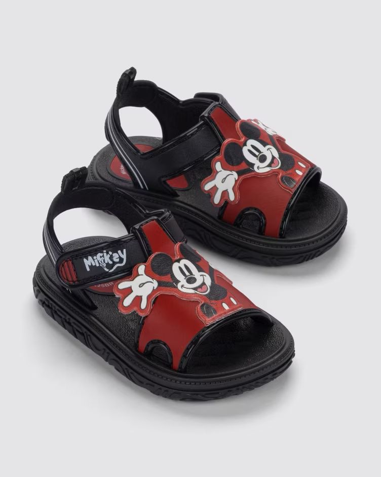 Disney Happy Sandals Baby Mickey Negro/Rojo