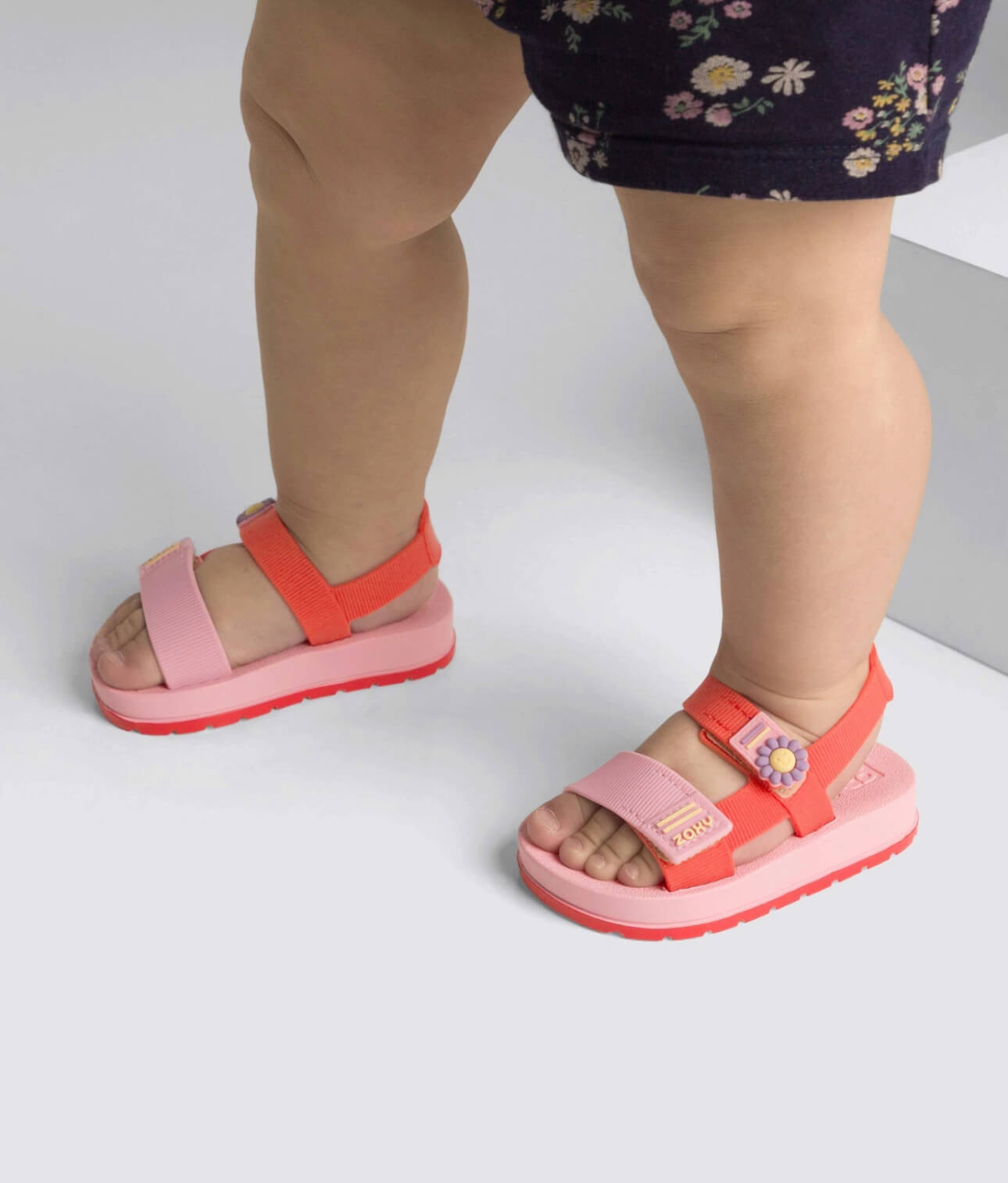 Sandalias zaxy baby flor rosa / naranja