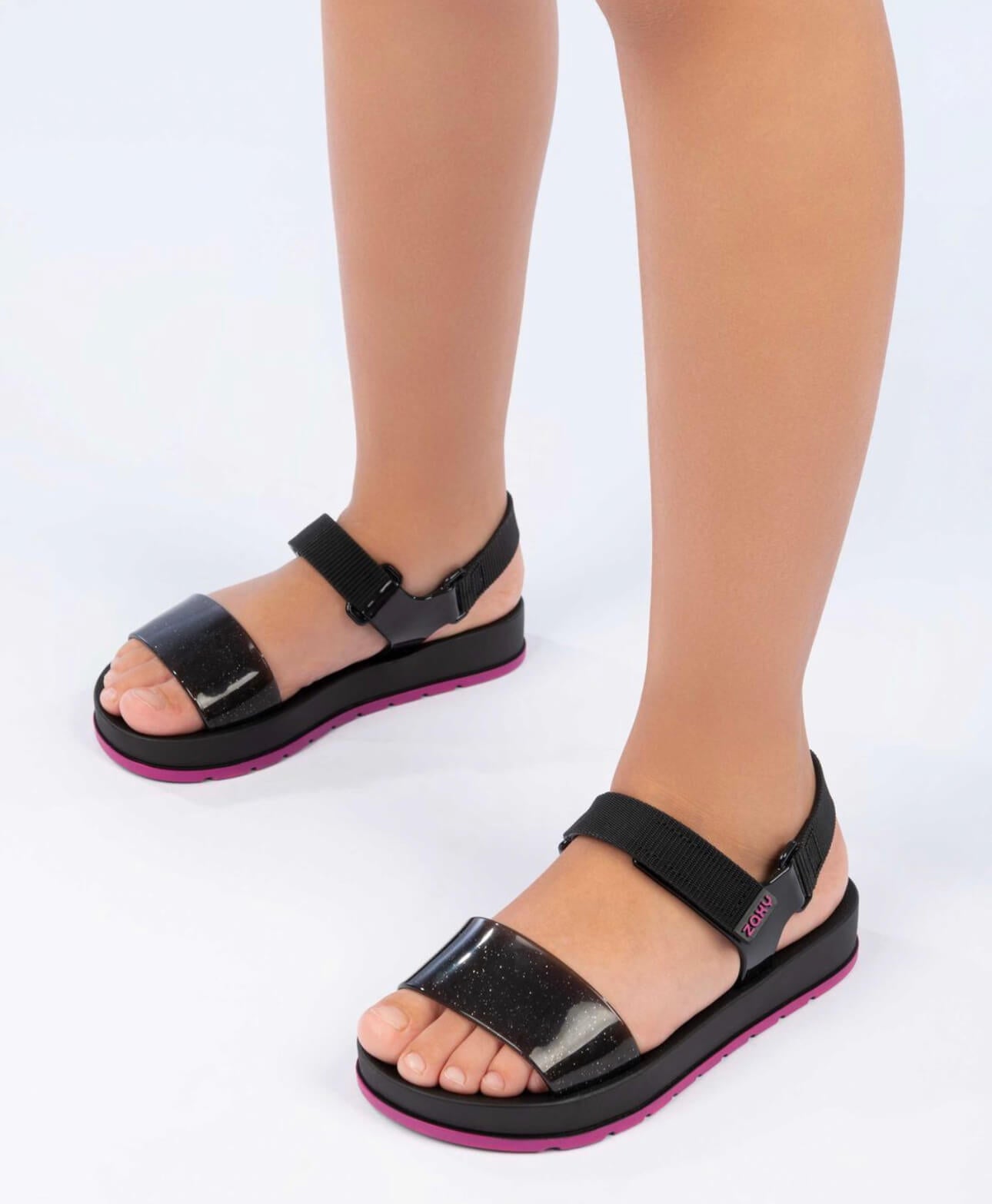 Sandalias zaxy way niñas - negra glitter